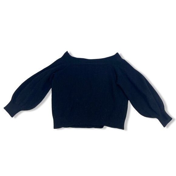 Anthropologie MOTH Off-Shoulder Balloon Sleeve Rib Knit Sweater (M) - Picture 2 of 7